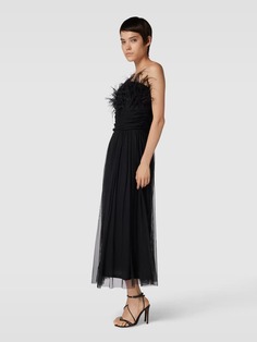 Коктейльное платье однотонного дизайна с отделкой из перьев LACE &amp; BEADS, черный