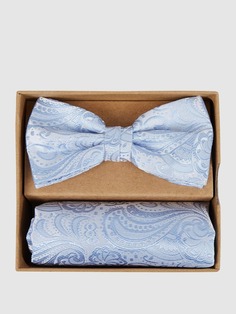 Комплект из галстука-бабочки и нагрудного платка с узором по всей поверхности Prince Bowtie, синий