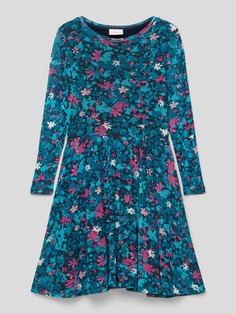 Мини-платье с цветочным узором s.Oliver, темно-синий