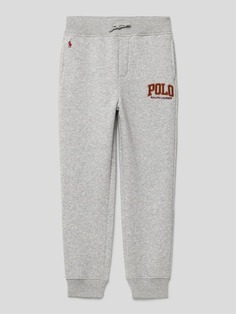 Спортивные брюки с логотипом и вышивкой этикеток Polo Ralph Lauren, серый