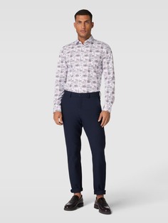 Супертонкая деловая рубашка со сплошным узором, модель «Ник» OLYMP, бордо