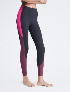 Спортивные леггинсы Calvin Klein Performance Embrace High Waist Colorblock 7/8, черный/розовый