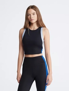 Спортивный топ Calvin Klein Performance Embrace Colorblock Cropped Tank, черный/синий