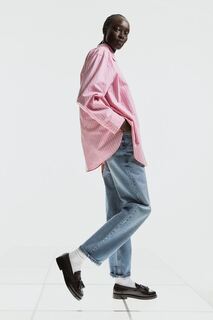 Рубашка из хлопкового поплина H&amp;M, розовый/полосатый H&M