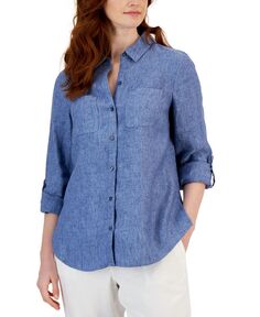 Женская льняная рубашка, созданная для macy&apos;s Charter Club, синий