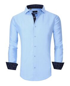 Мужская классическая рубашка slim fit business в морском стиле на пуговицах Azaro Uomo, светло-синий