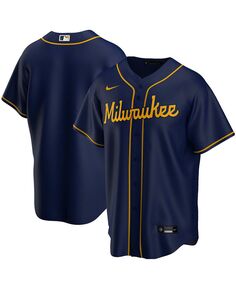 Мужская футболка milwaukee brewers alternate team темно-синего цвета Nike, синий