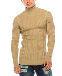 Мужской современный свитер в рубчик RON TOMSON, бежевый