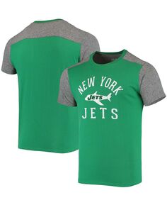 Мужская футболка kelly green, heathered grey new york jets gridiron classics field goal slub Majestic, мульти