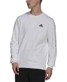 Мужская флисовая толстовка классического кроя feel cozy essentials с вышитым логотипом adidas, белый