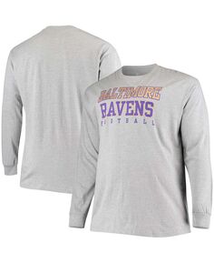 Мужская футболка с длинным рукавом из меланжевой ткани baltimore ravens practice big and tall heathered grey Fanatics, мульти