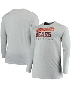 Мужская футболка с длинным рукавом big and tall heathered grey chicago bears practice Fanatics, мульти