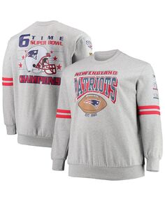 Мужская серая меланжевая толстовка new england patriots big and tall с принтом по всей поверхности Mitchell &amp; Ness, мульти