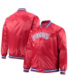 Мужская красная куртка philadelphia 76ers big and tall hardwood classics raglan satin full-snap jacket Mitchell &amp; Ness, красный