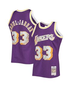 Мужская футболка kareem abdul-jabbar purple los angeles lakers 1983-84 hardwood classics 75th anniversary diamond swingman jersey Mitchell &amp; Ness, фиолетовый