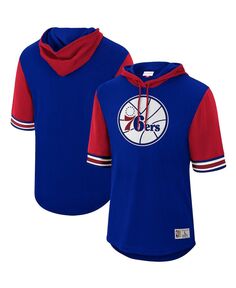 Мужская толстовка с капюшоном royal philadelphia 76ers hardwood classics buzzer beater mesh pullover Mitchell &amp; Ness