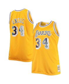 Мужская футболка shaquille o&apos;neal gold los angeles lakers big and tall 1996-97 nba 75th anniversary diamond swingman jersey Mitchell &amp; Ness