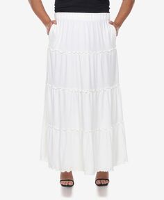 Многоуровневая длинная юбка больших размеров White Mark, белый