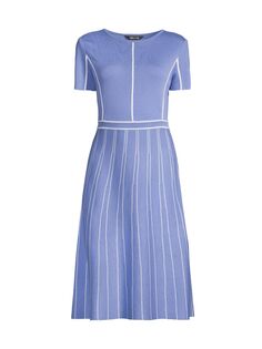 Трикотажное платье трапециевидной формы в полоску Misook, синий