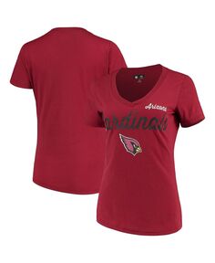 Женская футболка Cardinal Arizona Cardinals Post Season с v-образным вырезом G-III 4Her by Carl Banks