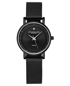 Женские кварцевые часы с черным сетчатым браслетом, 29 мм Stuhrling, черный