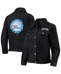 Женская черная джинсовая куртка на пуговицах Philadelphia 76ers с нашивками The Wild Collective, черный