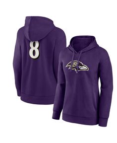 Женская фирменная толстовка с капюшоном фиолетового цвета с именем и номером игрока Lamar Jackson Baltimore Ravens Player Fanatics