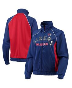 Женская красная спортивная куртка Philadelphia 76ers Backfield Raglan с молнией во всю длину G-III 4Her by Carl Banks