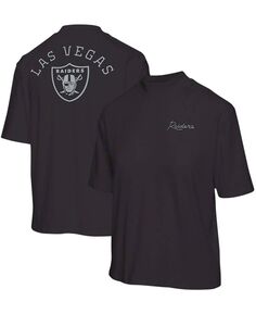 Женская черная футболка с коротким рукавом с воротником-стойкой Las Vegas Raiders Junk Food, черный