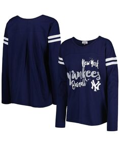 Женская темно-синяя футболка с длинным рукавом New York Yankees Free Agent Touch, темно-синий