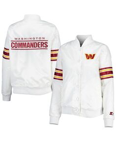 Женская белая атласная университетская куртка Washington Commanders Line Up на кнопках Starter, белый