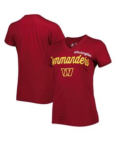 Женская бордовая футболка Washington Commanders Post Season с v-образным вырезом G-III 4Her by Carl Banks
