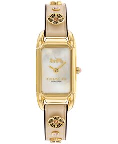 Женские часы Cadie с кварцевым кожаным ремешком цвета слоновой кости, 17,5 x 28,5 мм COACH, золотой