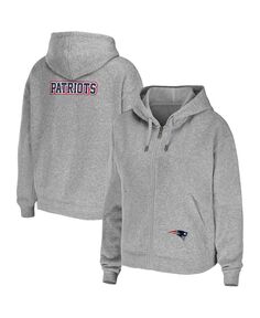 Женская толстовка с молнией во всю длину серого цвета New England Patriots Team WEAR by Erin Andrews