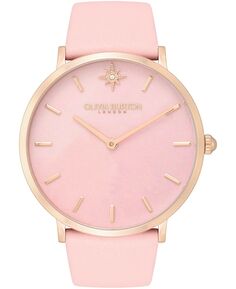 Женские ультратонкие часы Celestial с розовым кожаным ремешком, 40 мм Olivia Burton