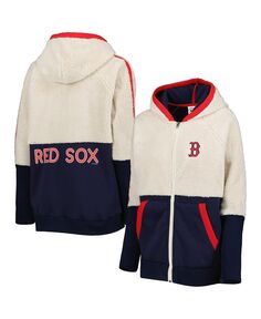 Женская толстовка с молнией во всю длину реглан овсяного цвета, темно-синяя худи Boston Red Sox Shuffle It G-III 4Her by Carl Banks