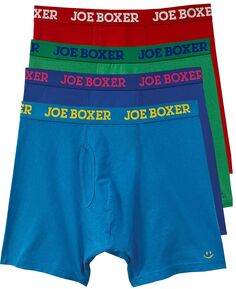 Мужские трусы-боксеры из эластичного хлопка яркого однотонного цвета, упаковка из 4 шт. Joe Boxer