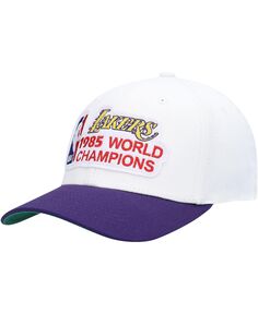 Мужская бело-фиолетовая кепка Snapback Los Angeles Lakers Hardwood Classics 1985 NBA World Champions Mitchell &amp; Ness