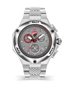 Мужские часы Motore Chronograph серебристого цвета с браслетом из нержавеющей стали, 49 мм Ducati Corse