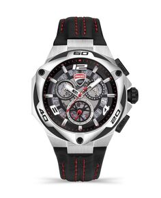 Мужские часы Motore Chronograph Collection, черный ремешок из натуральной кожи, 49 мм Ducati Corse