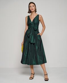 Платье с проймой из тафты Roberto Verino, зеленый