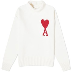 AMI Paris ADC Большой вязаный свитер с воронкой, белый
