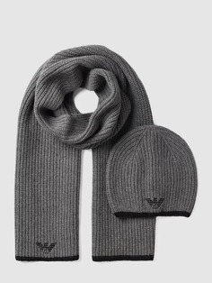 Шапка и шарф в комплекте Emporio Armani, светло-серый