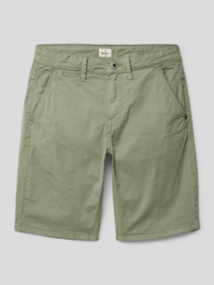 Шорты-чиносы с прорезными карманами, модель BURN Pepe Jeans, оливково-зеленый