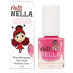 Специальный неоновый розовый блестящий лак для ногтей с арбузным мороженым для детей - формула на натуральной водной основе, Miss Nella
