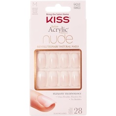 Salon Acrylic French Nude Collection Кашемировые накладные ногти средней длины, 28 шт., Kiss