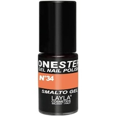 Гель-лак для ногтей One Step, оранжевый флуоресцентный номер 34, Layla Cosmetics