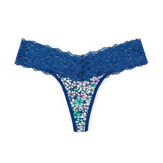 Трусики-стринги Victoria&apos;s Secret The Lacie Lace-Waist Cotton, синий