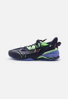 Волейбольные кроссовки WAVE MIRAGE 5 Mizuno, вечерний синий/зеленый техно/иолит