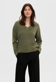 Свитер MALINE LS V-NECK NOOS Selected Femme, темно-зеленый